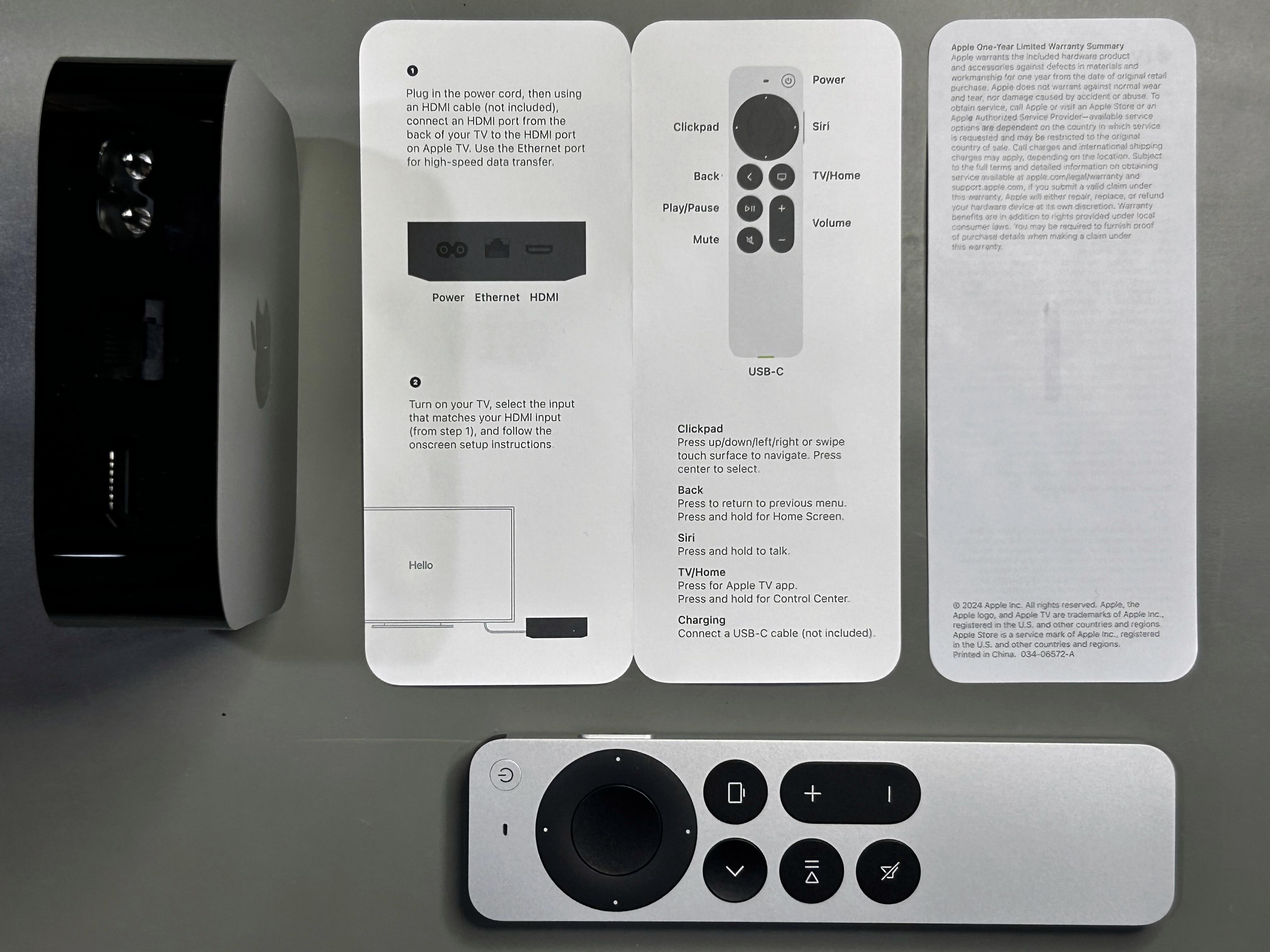 Apple TV 4K Gen3 box contents view 3